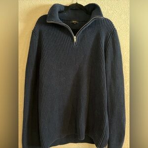 Quince Sz Large Organic Cotton Fisherman Quarter Zip Navy Sweater Men/Women